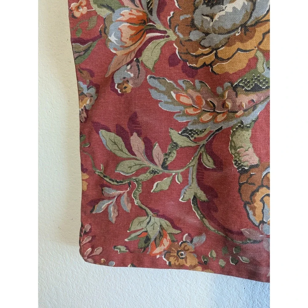 Pottery Barn Vanessa Floral Pillow Cover Red Sage Green 24x24 Square Euro Sham